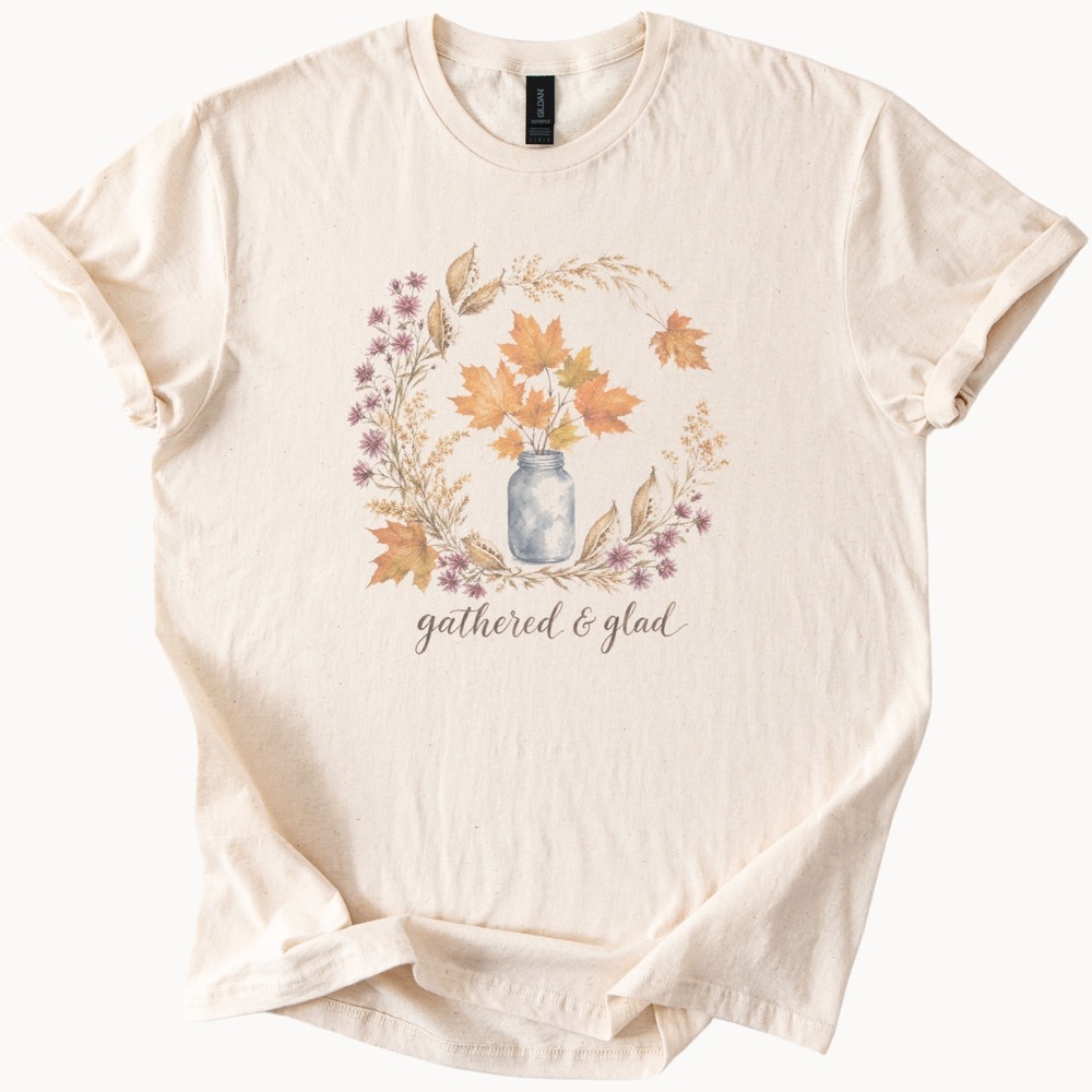 Gathered & Glad Autumn Leaves in a Jar Wreath Tee